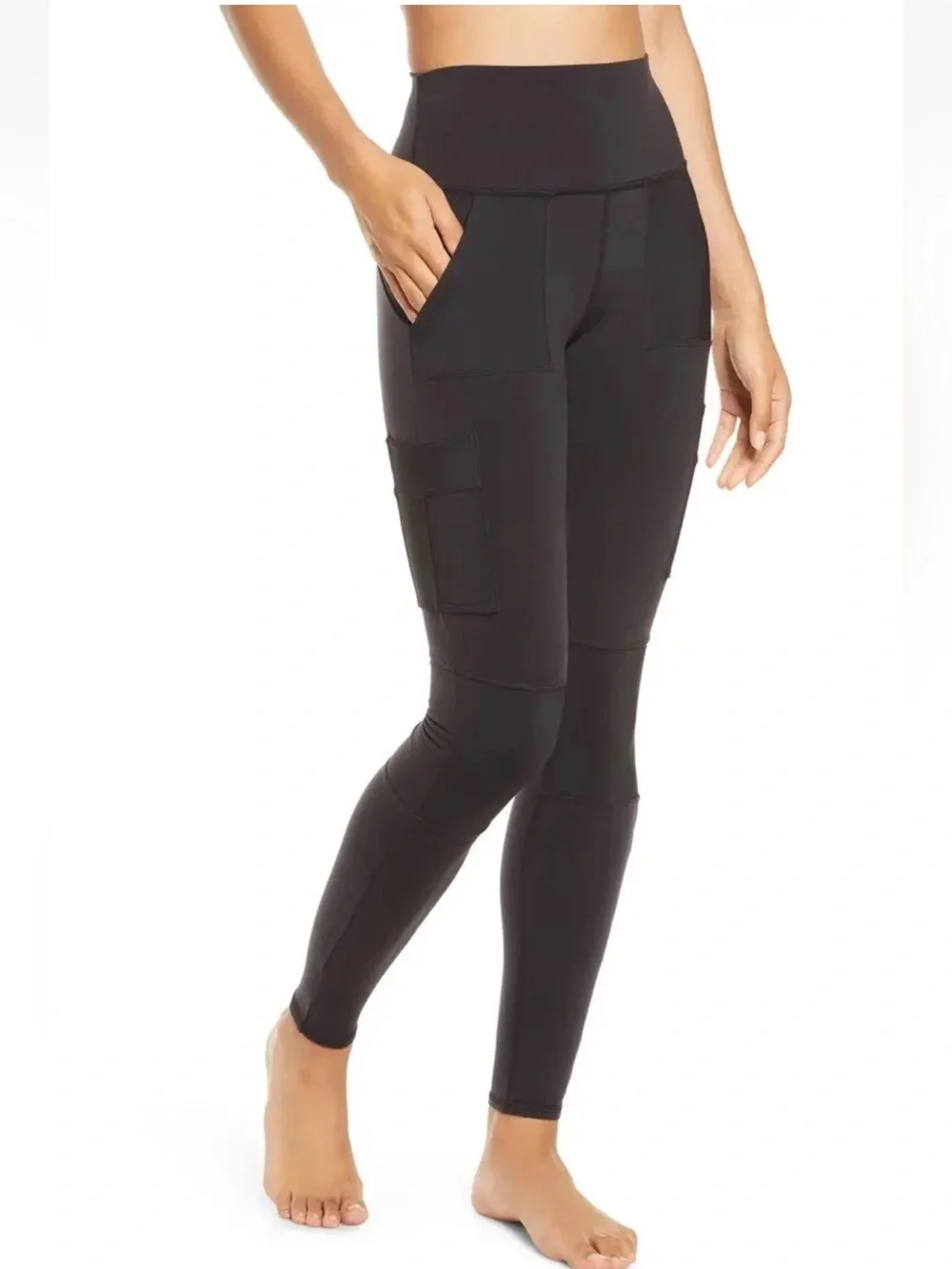 Alo Yoga High Waist Cargo Airbrush Legging 28” Sz Small Black Full Length